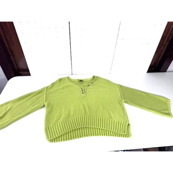 "LUMIE'RE" Lime Green Sweater, Slouchy, Size L,Oversize,SNAG IN SLEEVE,SEE PICS - Picture 5 of 14